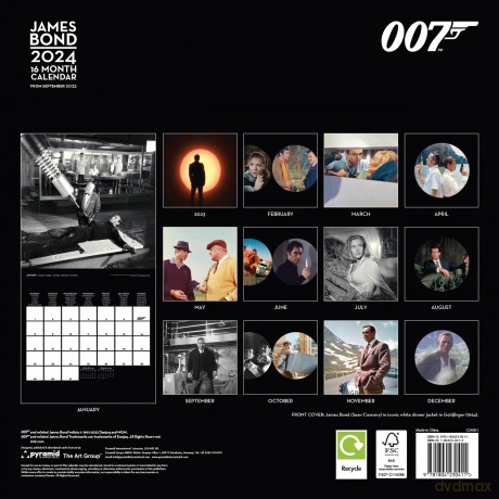 James Bond Calendar 2024 - Month to a View Planner 30cm x 30cm - Official Merchandise [KALENDARZ]