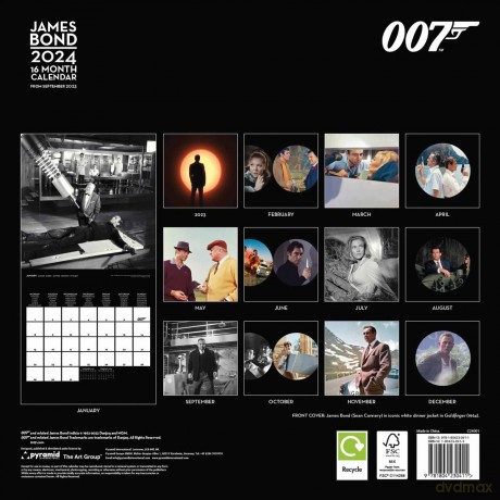 James Bond Calendar 2024 - Month to a View Planner 30cm x 30cm - Official Merchandise [KALENDARZ]