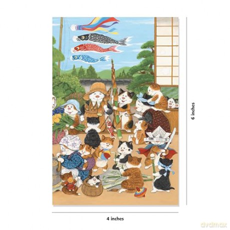 Japanese Cats - 12 Blank Note Cards: In 6 Original Illustrations by Setsu Broderick with 12 Envelopes in a Keepsake Box - Setsu Broderick [KSIĄŻKA]