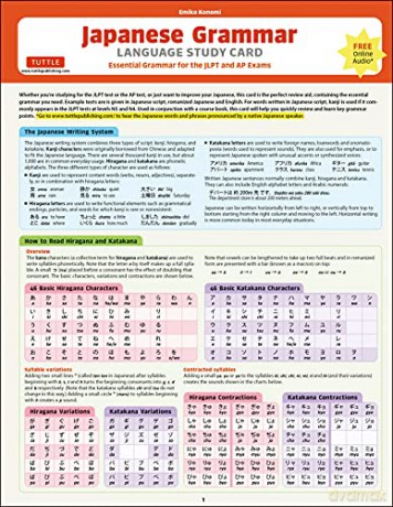 Japanese Grammar Language Study Card: Essential Grammar Points for the JLPT and AP tests (Includes Online Audio): Essential Grammar for the JLPT and AP Exams (Includes Online Audio) - Emiko Konomi [KSIĄŻKA]