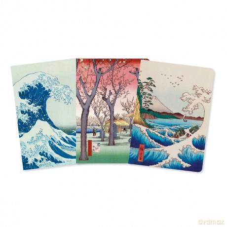 Japanese Woodblocks Set of 3 Mini Notebooks (Mini Notebook Collections) - Flame Tree Studio [KSIĄŻKA]