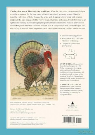 John Derian Paper Goods: Crested Turkey 1,000-Piece Puzzle: 1,000-pieces - John Derian [KSIĄŻKA]