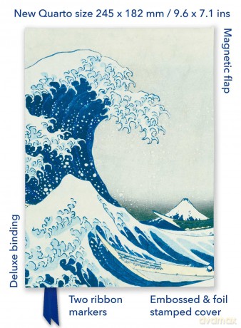 Katsushika Hokusai: The Great Wave (Foiled Quarto Journal) (Flame Tree Quarto Notebook) - Flame Tree Studio [KALENDARZ]