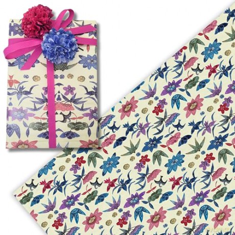 Kimono Flowers Gift Wrapping Papers - 12 sheets: 18 X 24 Inch (45 X 61 CM) High-Quality Wrapping Paper: 18 X 24 Inch (45 X 61 CM) Wrapping Paper Sheets - Tuttle Studio [KSIĄŻKA]