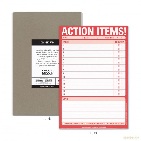 Knock Knock Action Items! Pad, To Do List Note Pad, 6 x 9-inches - Knock Knock [KSIĄŻKA]