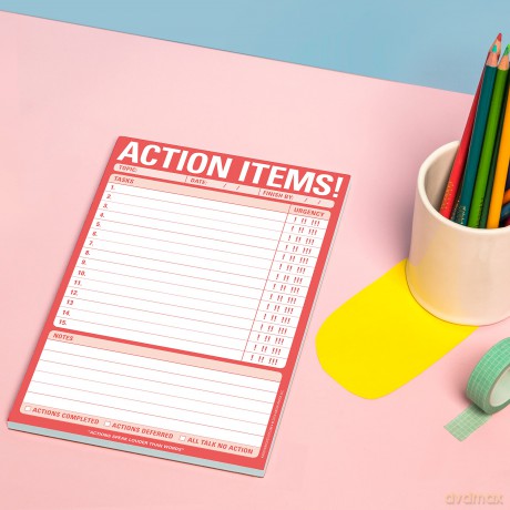 Knock Knock Action Items! Pad, To Do List Note Pad, 6 x 9-inches - Knock Knock [KSIĄŻKA]
