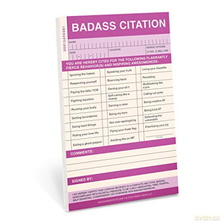 Knock Knock Badass Sticky Citation, Sticky Note Pad, 4 x 6.5-inches - Knock Knock [KSIĄŻKA]