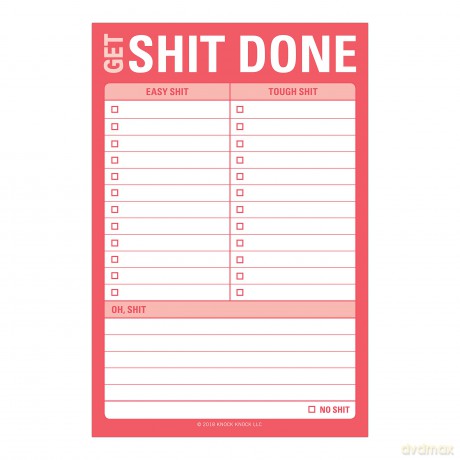 Knock Knock Get Shit Done Great Big Sticky Note, Large to-Do List Sticky Pad, 4 x 6-inches - Knock Knock [KSIĄŻKA]