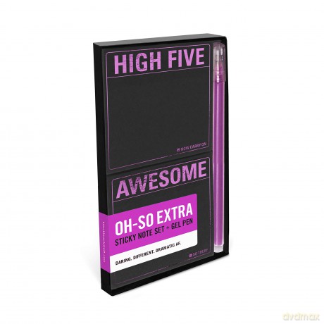 Knock Knock High Five/Awesome Sticky Note Set, 2-Count Black Paper Sticky Note Pads with Metallic Gel Pen: Sticky Note Set + Gel Pen - Knock Knock [KSIĄŻKA]