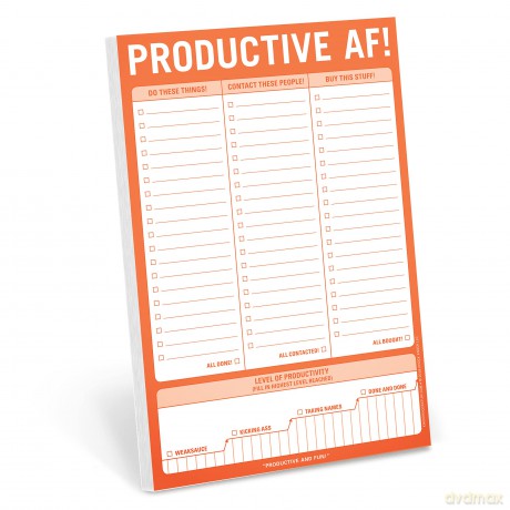 Knock Knock Productive AF! Pad, To Do List Note Pad, 6 x 9-inches - Knock Knock [KSIĄŻKA]