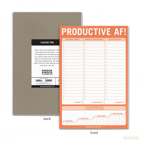 Knock Knock Productive AF! Pad, To Do List Note Pad, 6 x 9-inches - Knock Knock [KSIĄŻKA]