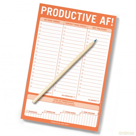 Knock Knock Productive AF! Pad, To Do List Note Pad, 6 x 9-inches - Knock Knock [KSIĄŻKA]