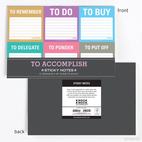 Knock Knock To Accomplish Sticky Note Packet,8.25 x 5.5inches - Knock Knock [KSIĄŻKA]