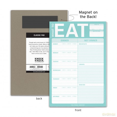 Knock Knock What To Eat Pad (Mint Green), Meal Planning Note Pad, 6 x 9-inches: Pad (teal) - Knock Knock [KSIĄŻKA]