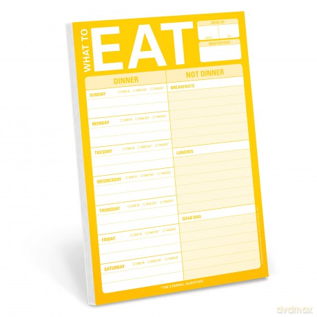 Knock Knock What To Eat Pad (Yellow), Meal Planning Note Pad, 6 x 9-inches - Knock Knock [KSIĄŻKA]