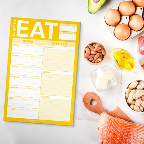 Knock Knock What To Eat Pad (Yellow), Meal Planning Note Pad, 6 x 9-inches - Knock Knock [KSIĄŻKA]