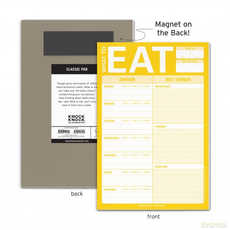Knock Knock What To Eat Pad (Yellow), Meal Planning Note Pad, 6 x 9-inches - Knock Knock [KSIĄŻKA]