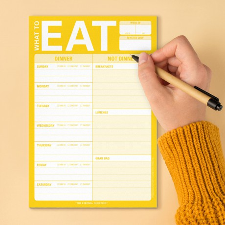 Knock Knock What To Eat Pad (Yellow), Meal Planning Note Pad, 6 x 9-inches - Knock Knock [KSIĄŻKA]