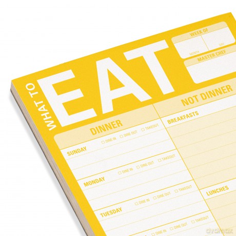 Knock Knock What To Eat Pad (Yellow), Meal Planning Note Pad, 6 x 9-inches - Knock Knock [KSIĄŻKA]
