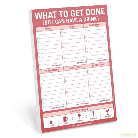 Knock Knock What to Get Do (So I Can Have a Drink) Pad, To Do List Note Pad, 6 x 9-inches - Knock Knock [KSIĄŻKA]