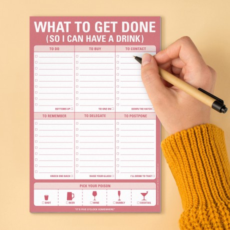 Knock Knock What to Get Do (So I Can Have a Drink) Pad, To Do List Note Pad, 6 x 9-inches - Knock Knock [KSIĄŻKA]