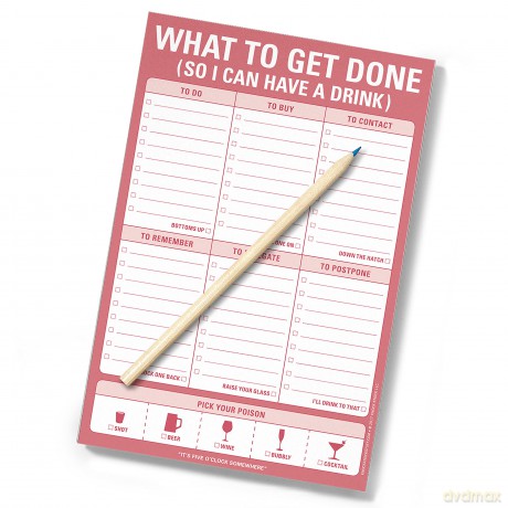 Knock Knock What to Get Do (So I Can Have a Drink) Pad, To Do List Note Pad, 6 x 9-inches - Knock Knock [KSIĄŻKA]
