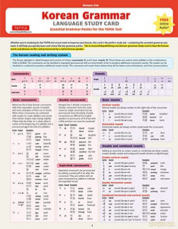 Korean Grammar Language Study Card: Essential Grammar Points for the Topik Test (Includes Online Audio) - Woojoo Kim [KSIĄŻKA]
