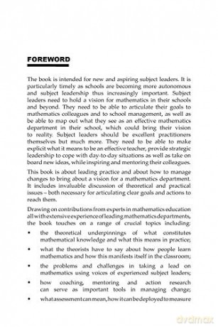 Leading Practice and Managing Change in the Mathematics Department: A Resource for Subject Leaders in Mathematics - Sue Johnston-Wilder [KSIĄŻKA]