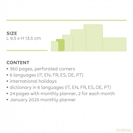 Legami - Daily Diary Small, 12 Months, from January 2024 to December 2024, Closure with Elastic, Monthly Planner January 2025, Final Pocket, Removable Address Book, 9.5x13.5 cm, Colour Fresh apricot [KSIĄŻKA]