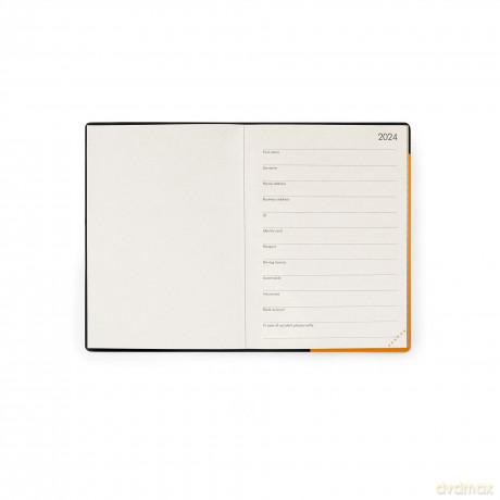 Legami - Daily Diary Small, 12 Months, from January 2024 to December 2024, Closure with Elastic, Monthly Planner January 2025, Final Pocket, Removable Address Book, 9.5x13.5 cm, Colour Fresh apricot [KSIĄŻKA]