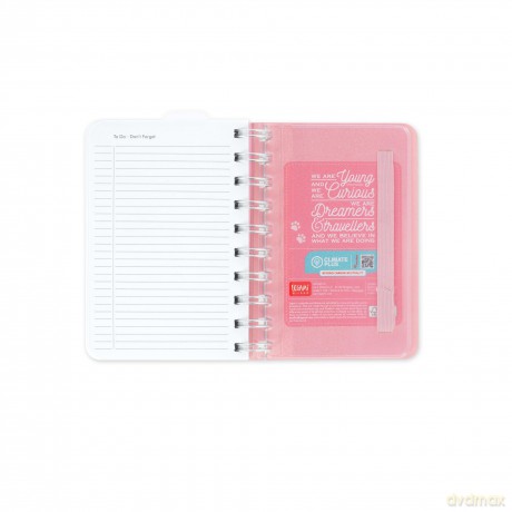 Legami - Small Spiral Daily Diary, 12 Months, from January 2024 to December 2024, Folding Planner 2024/2025, Elastic Closure, Final Pocket, Address Book, 8.5x13 cm, Kitty Theme [KSIĄŻKA]