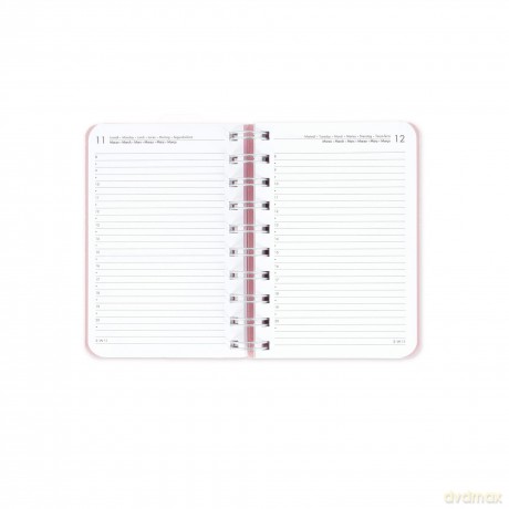Legami - Small Spiral Daily Diary, 12 Months, from January 2024 to December 2024, Folding Planner 2024/2025, Elastic Closure, Final Pocket, Address Book, 8.5x13 cm, Kitty Theme [KSIĄŻKA]
