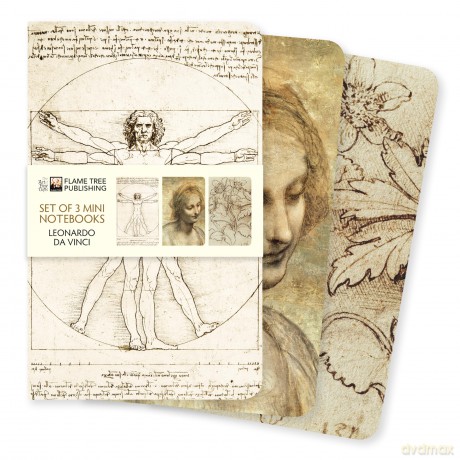 Leonardo da Vinci Set of 3 Mini Notebooks (Mini Notebook Collections) - Flame Tree Studio [KSIĄŻKA]