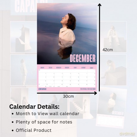 Lewis Capaldi 2024 A3 Calendar, Month to View, Wall Hang, Official Product - Danilo Promotions Ltd [KALENDARZ]