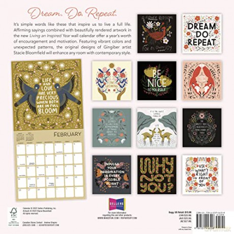 Living an Inspired Year September 2022-December 2023 Calendar: Let Your Creativity Bloom (WALL 16 MONTH) - Stacie Bloomfield [KALENDARZ]