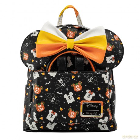 LOUNGEFLY Disney Mickey and Minnie Spooky Mice Adult Women's Double Strap Shoulder Bag Purse with Ears Headband [KSIĄŻKA]