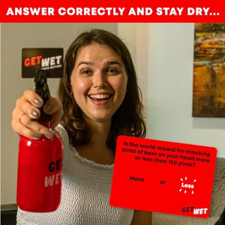 Lucky Egg - Unleash Fun with Get Wet: The Adult Trivia Party Game with Water Sprayer - 250 Diverse Questions - Board Game for Adults, Adult Party Games, Games for Grown Ups, Funny Adult Games [KSIĄŻKA]