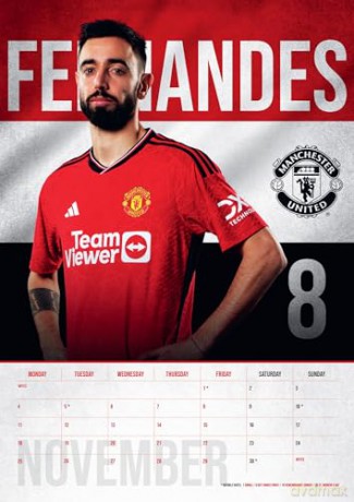 Manchester United FC 2024 Calendar, Month To View A3 Wall Calendar, Official Product - Danilo Promotions Ltd [KALENDARZ]
