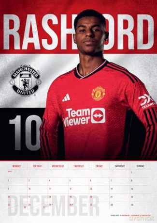 Manchester United FC 2024 Calendar, Month To View A3 Wall Calendar, Official Product - Danilo Promotions Ltd [KALENDARZ]