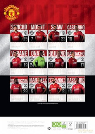 Manchester United FC 2024 Calendar, Month To View A3 Wall Calendar, Official Product - Danilo Promotions Ltd [KALENDARZ]