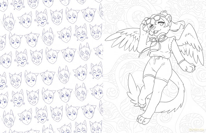 Manga Furries Coloring: Color your way through cute and cool manga furries art! (4) (Manga Coloring) - Talia Horsburgh [KOMIKS]