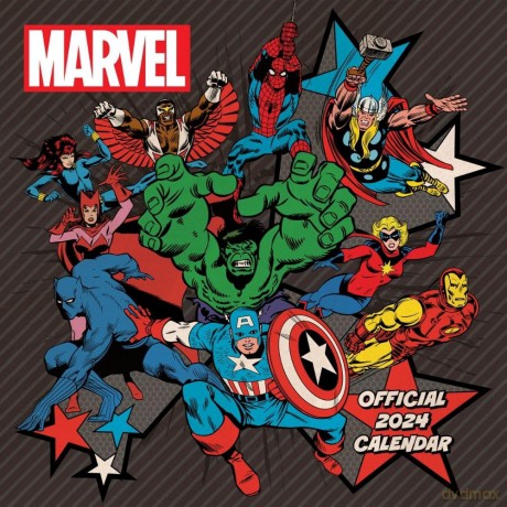 Marvel Comics 2024 Calendar, Month To View Square Wall Calendar, Official Product - Danilo Promotions Ltd [KALENDARZ]