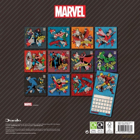 Marvel Comics 2024 Calendar, Month To View Square Wall Calendar, Official Product - Danilo Promotions Ltd [KALENDARZ]