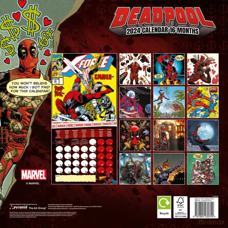 Marvel Deadpool Calendar 2024 - Month to a View Planner 30cm x 30cm, Marvel Gifts for Men and Women, Marvel Gifts for Boys and Girls, Kids Calendar - Official Merchandise - Official Merchandise [KALENDARZ]