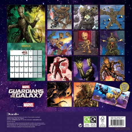 Marvel Groot 2024 Calendar, Month To View Square Wall Calendar, Official Product - Danilo Promotions Ltd [KALENDARZ]