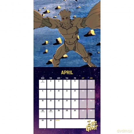 Marvel Groot 2024 Calendar, Month To View Square Wall Calendar, Official Product - Danilo Promotions Ltd [KALENDARZ]