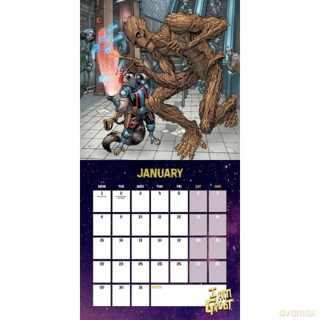 Marvel Groot 2024 Calendar, Month To View Square Wall Calendar, Official Product - Danilo Promotions Ltd [KALENDARZ]