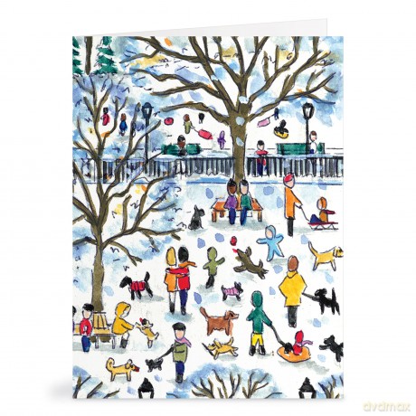 Michael Storrings Dog Park in Four Seasons Greeting Card Assortment - Galison [KSIĄŻKA]