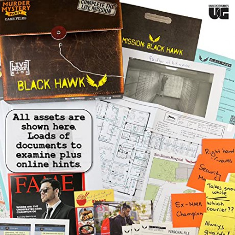 Mission Black Hawk Live Mission Case File from University Games, Use Whatsapp or Telegram Apps to Control Field Agents, Stop The Cartel and Divert The Funds, Real-Time Bank Heist [KSIĄŻKA]