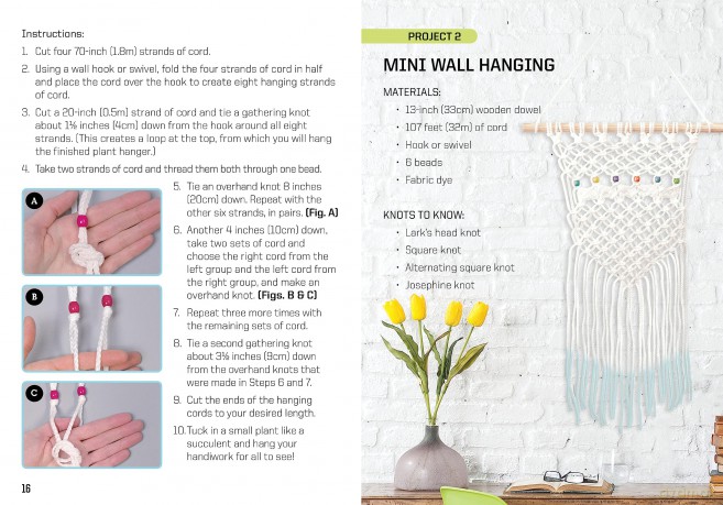 Modern Macramé at Home: Learn to Macramé and Create Handwoven Gifts - Kit Includes: 50 Yards (45m) of Cotton Macramé Cord, 10 Wooden Beads and Dowel, Instruction Book - Justine Vasquez [KSIĄŻKA]